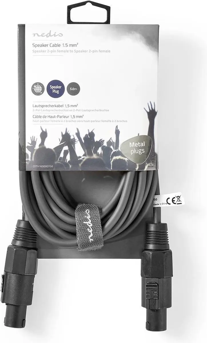 Nedis Speaker-Kabel COTH16000GY50 - 5m - 48x0.20mm Koper - Donkergrijs