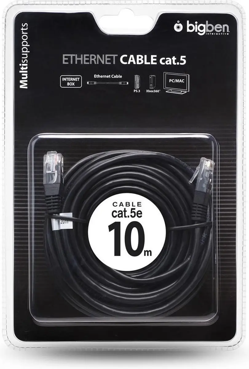 Bigben GACC2799 Cat 5 UTP-kabel RJ45 10m - Zwart