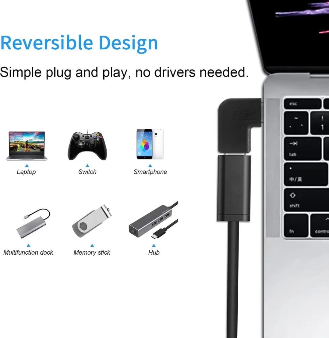 NÖRDIC USBC-MF1 USB-C Haakse Adapter - Zwart
