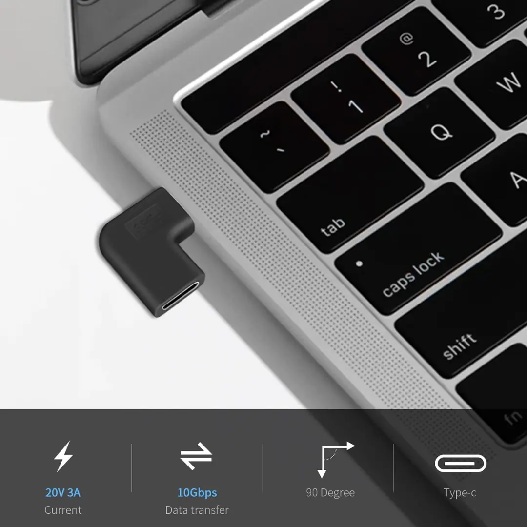 NÖRDIC USBC-MF1 USB-C Haakse Adapter - Zwart