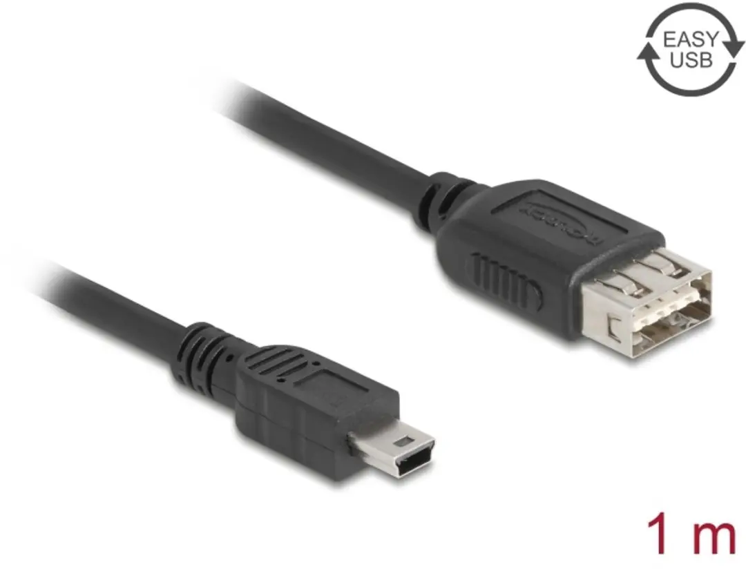 Delock USB 2.0 Kabel Mini-B naar USB-A - 1m - Zwart