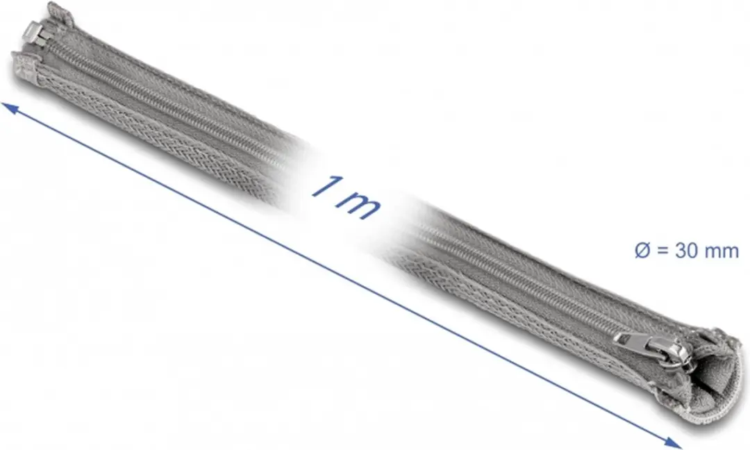 Delock Polyester Kabelsleeve 30mm - Hittebestendig Grijs 1m
