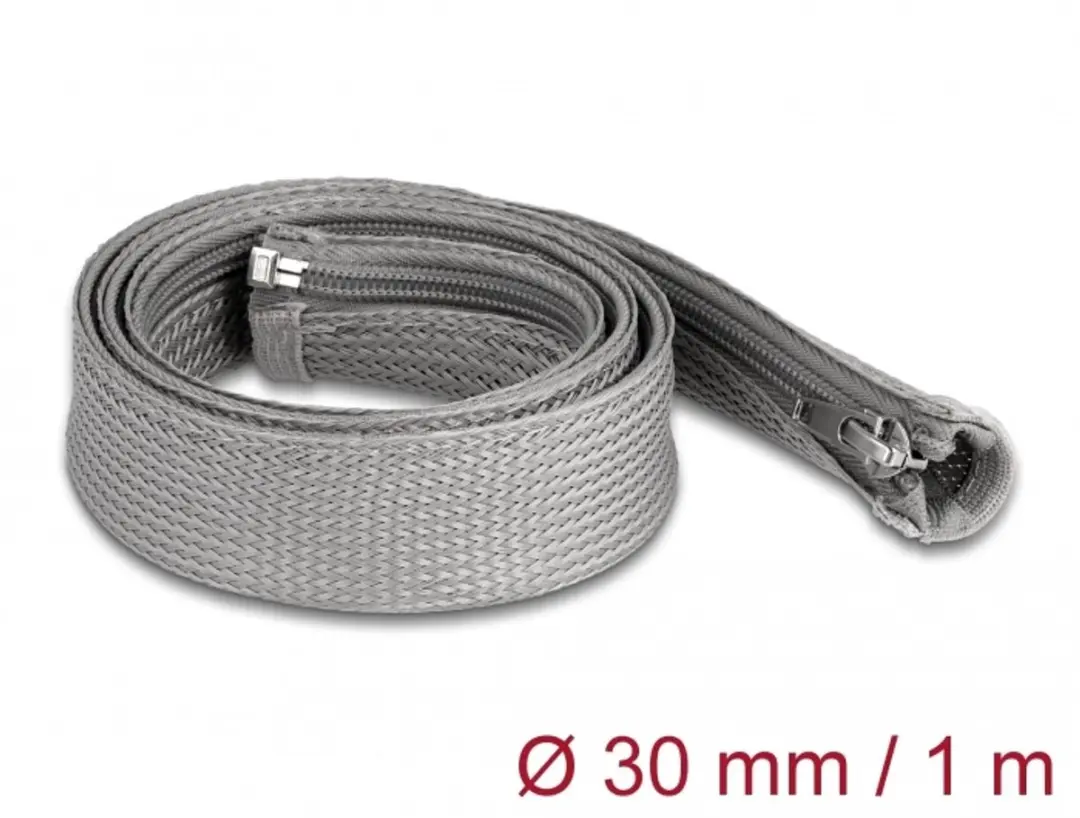 Delock Polyester Kabelsleeve 30mm - Hittebestendig Grijs 1m