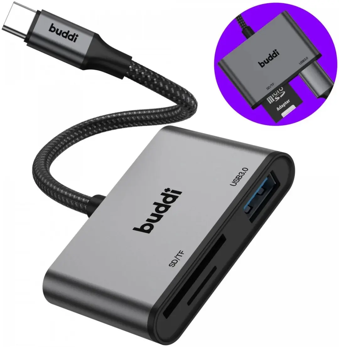 Buddi Ease USB-C SD Kaartlezer