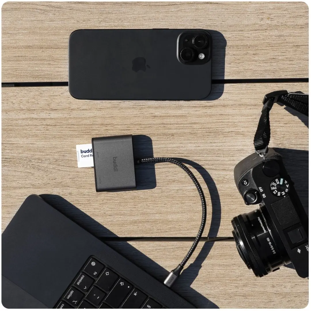 Buddi Ease USB-C SD Kaartlezer - Grijs