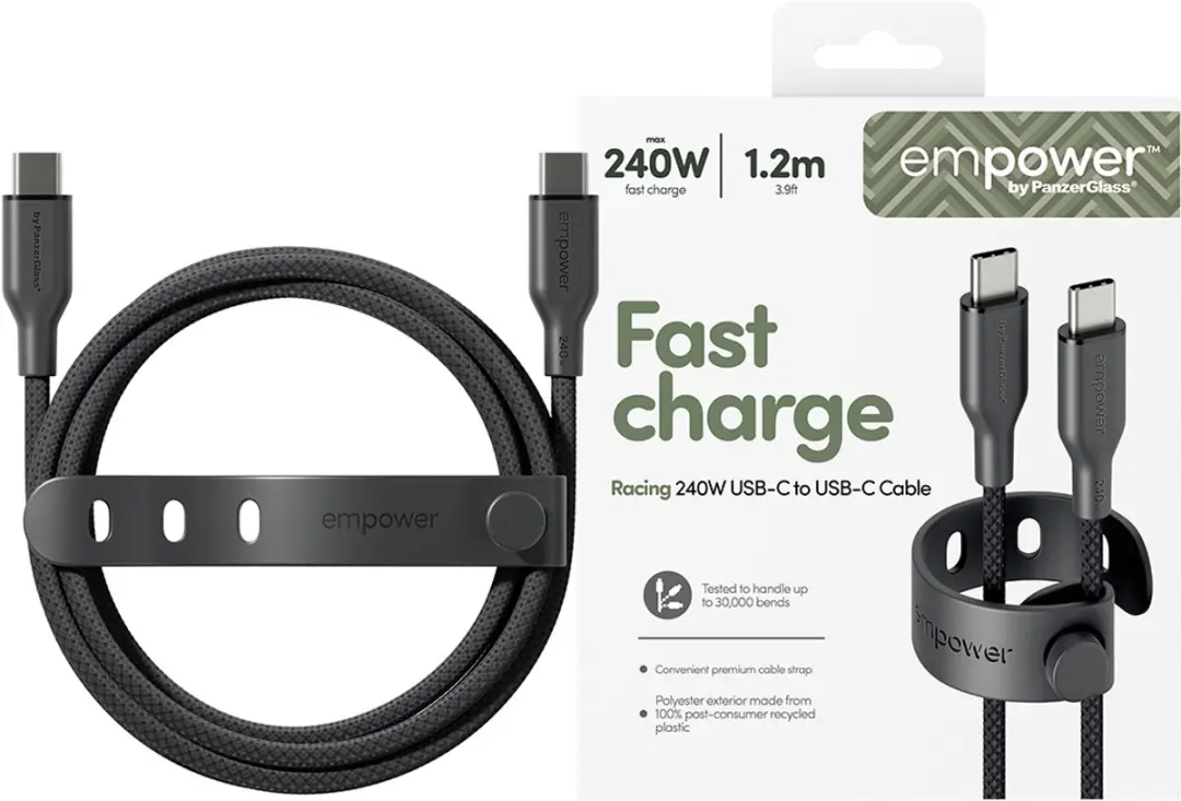 PanzerGlass empower Racing 240W USB-C Kabel 1.2M - Space Black