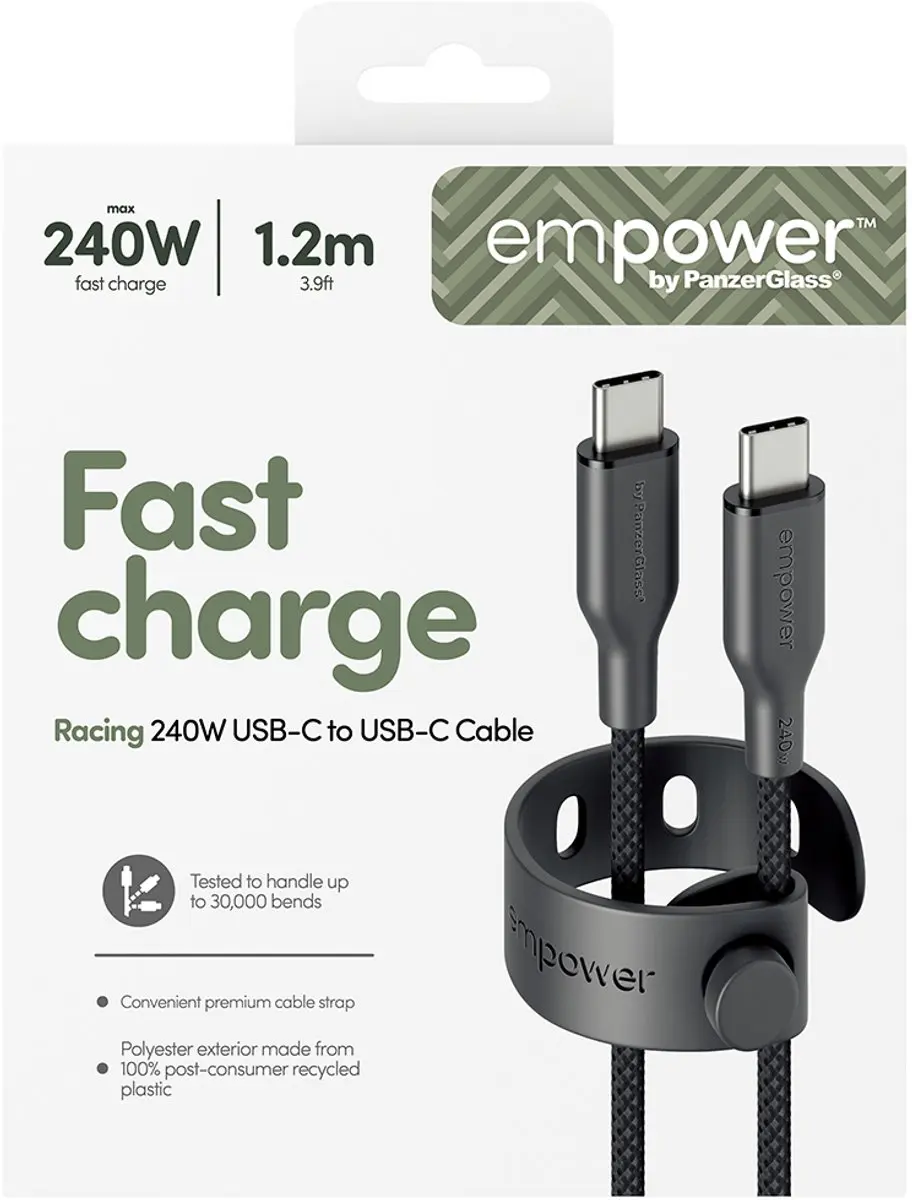PanzerGlass empower Racing 240W USB-C Kabel 1.2M - Space Black