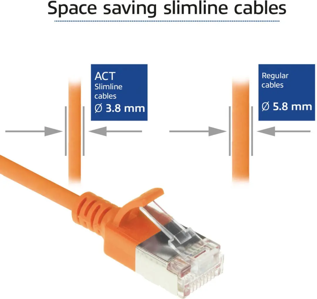 ACT DC7152 Oranje CAT6A Patchkabel 0,25m - Snagless - afbeelding 6 van 6