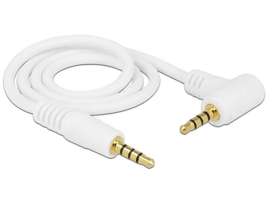 Delock 3,5mm Jack 4-polig Audio/Video Kabel AWG24 - Haaks Wit