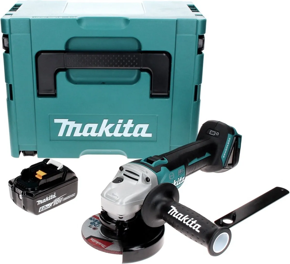 Makita DGA 506 G1J Haakse Slijper 18V 125mm Borstelloos - 6.0Ah Accu - afbeelding 2 van 5
