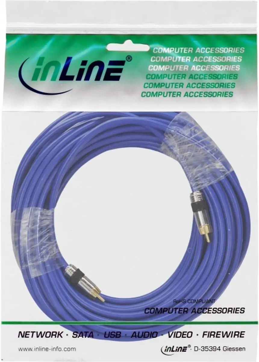 InLine Cinch Kabel AUDIO 20m - Blauw