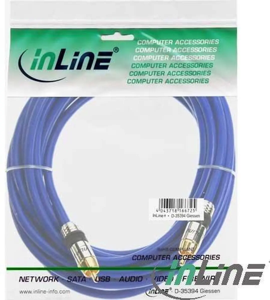 InLine Cinch Kabel AUDIO 20m - Blauw