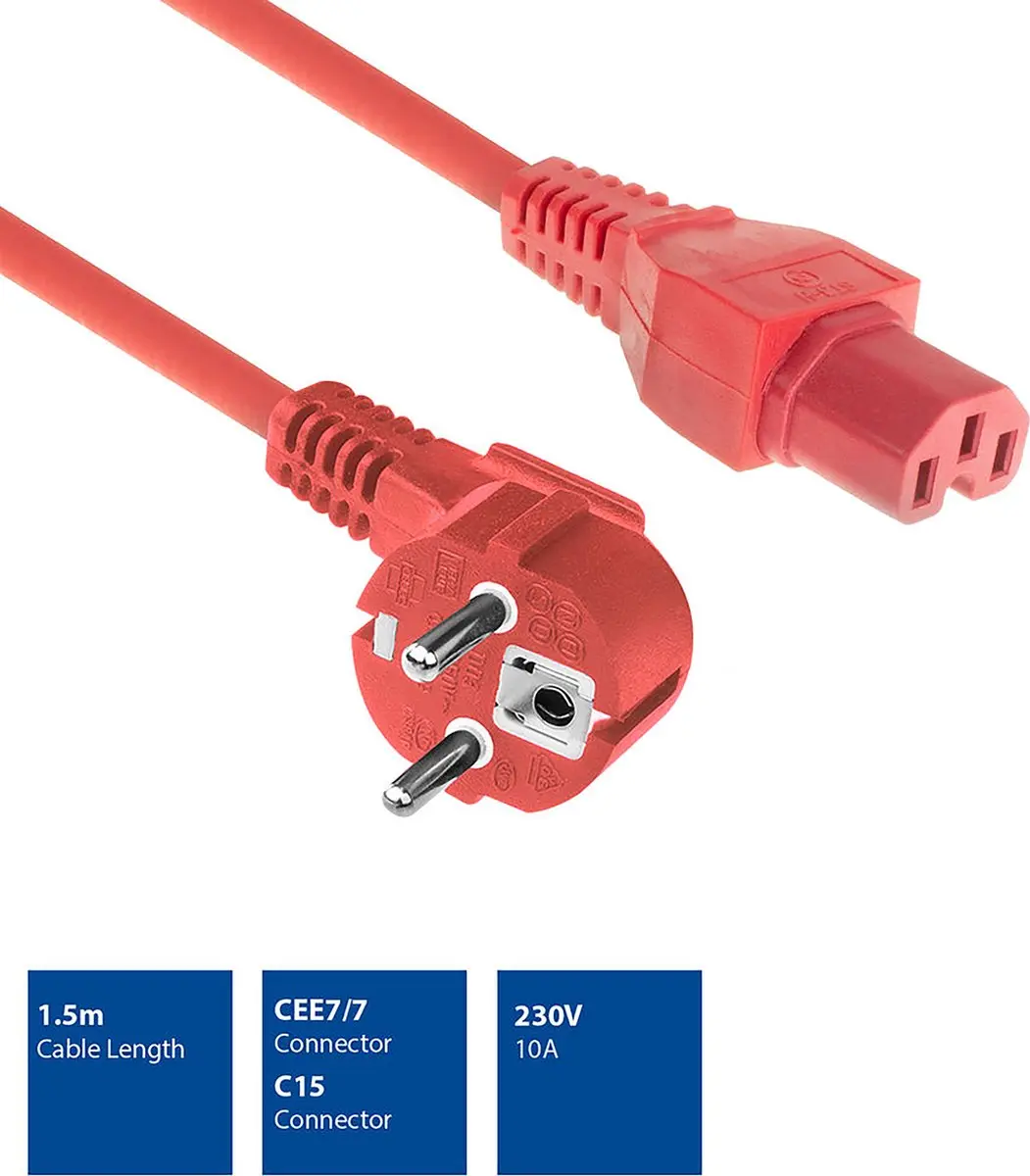 ACT AK5284 Netsnoer Schuko - Rood 1,5m