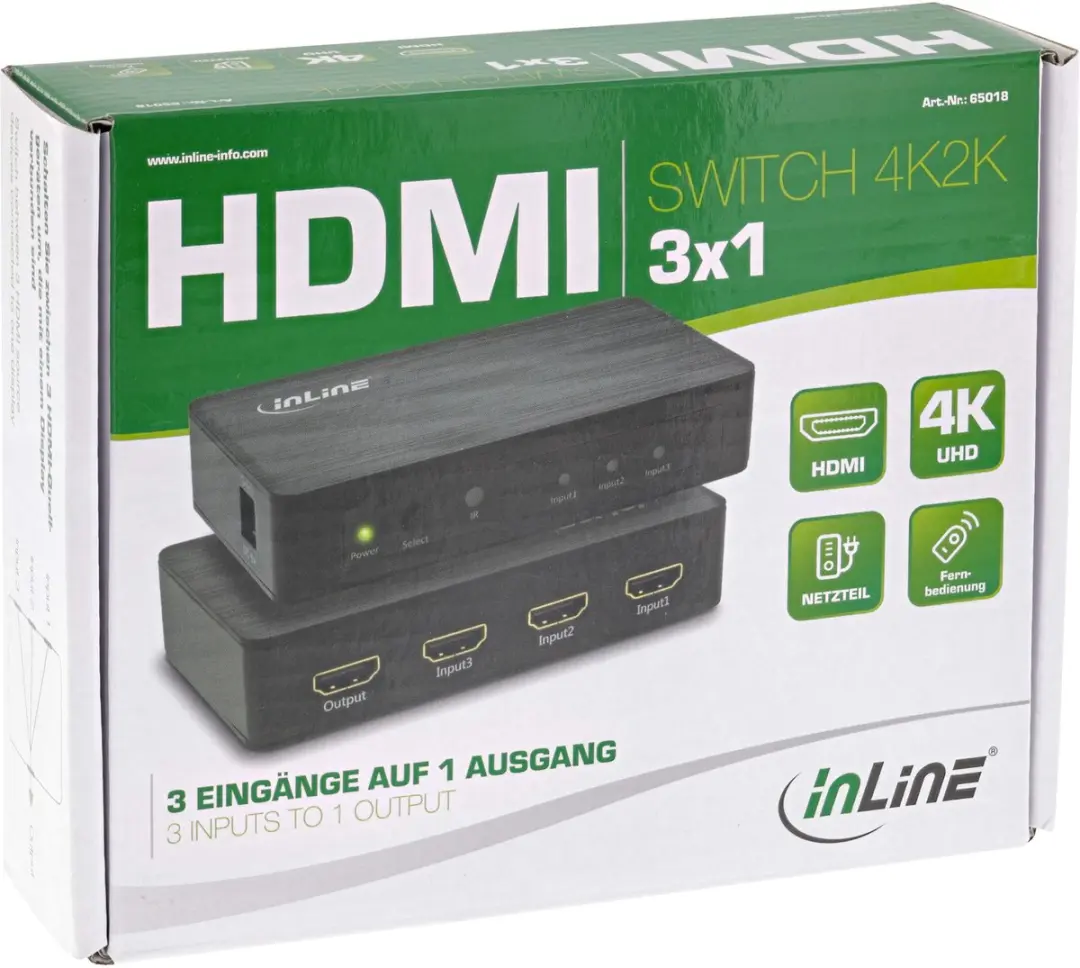InLine HDMI 3-Poorts Switch 4K2K 60Hz - HDCP 2.2 - Black