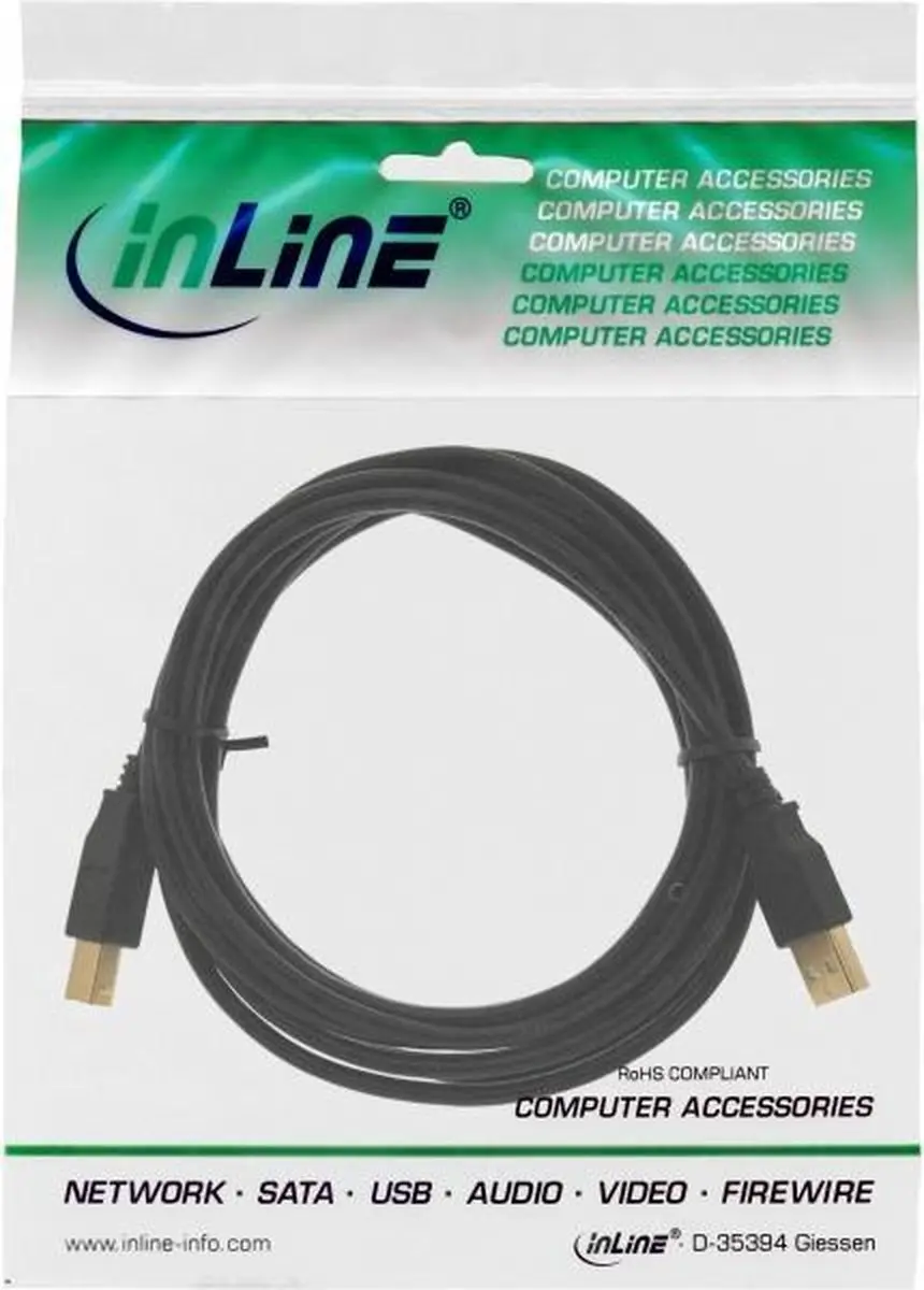 InLine 5m USB 2.0 Kabel - Zwart