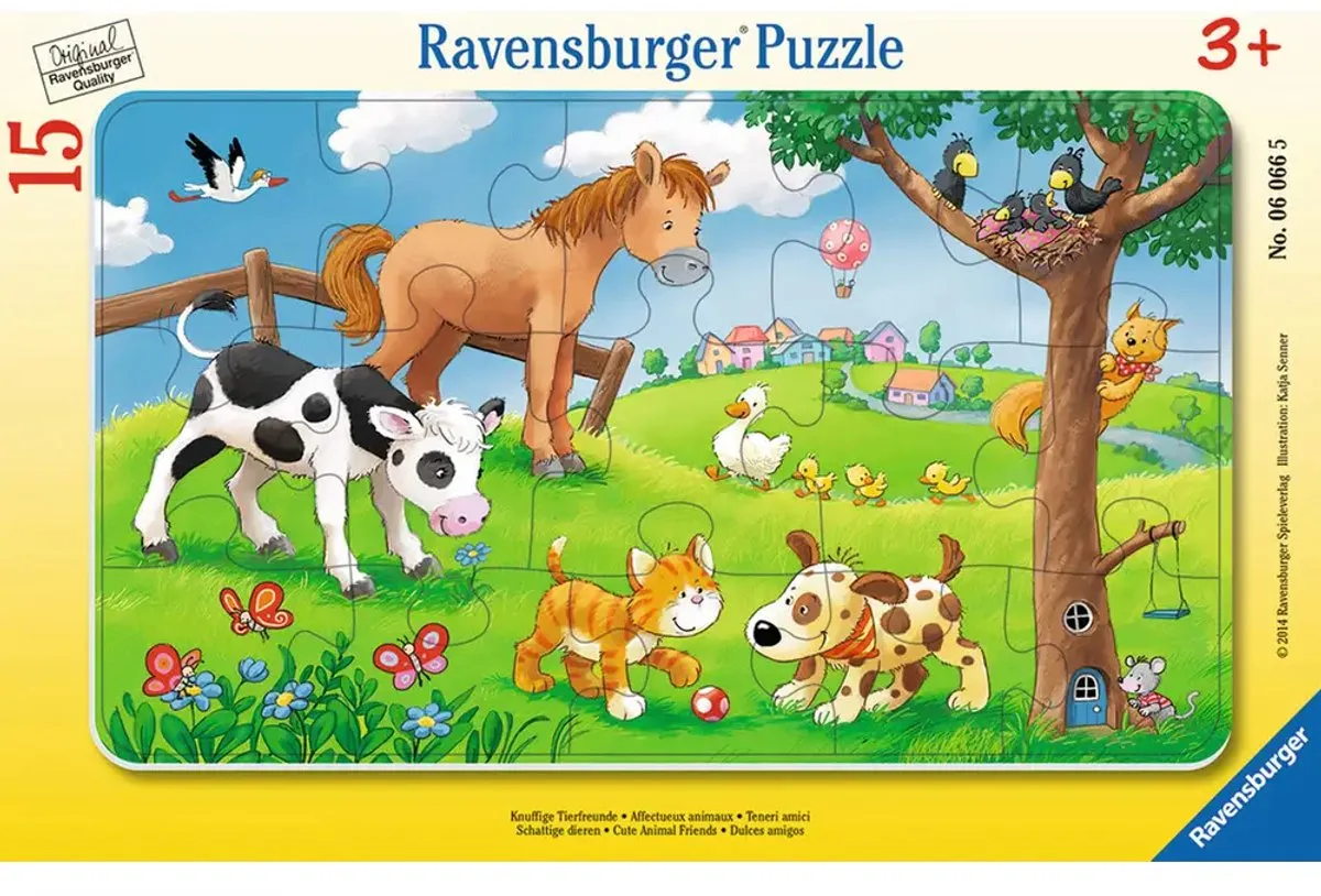 Ravensburger Knuffige Dierenvrienden Puzzel 15 Stuks - Multicolor