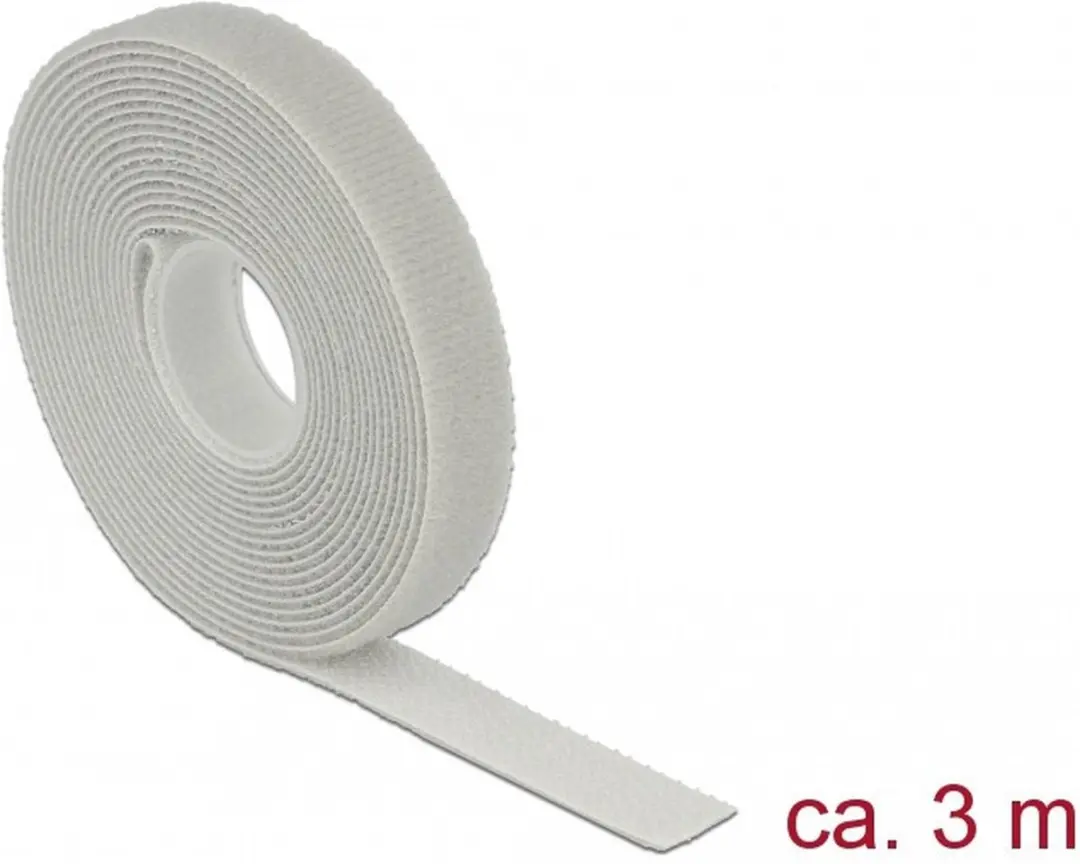 Delock Klittenbandrol 13mm - Grijs - 3m