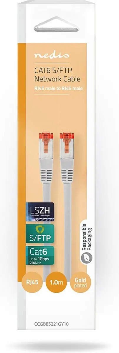 Nedis CAT6 Netwerkkabel CCGB85221GY10 - 1m - Grijs