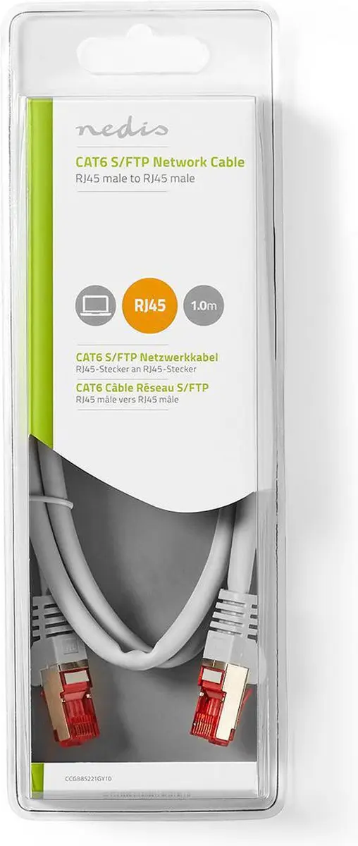 Nedis CAT6 Netwerkkabel CCGB85221GY10 - 1m - Grijs