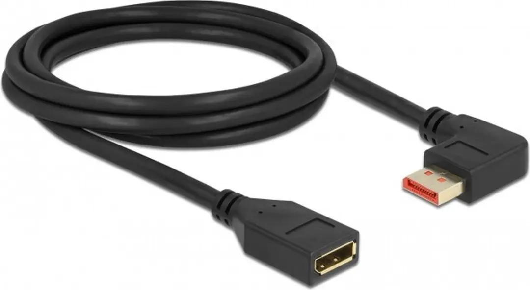 Delock DisplayPort Kabel 90° Links M/F 8K 60Hz 2m - Zwart