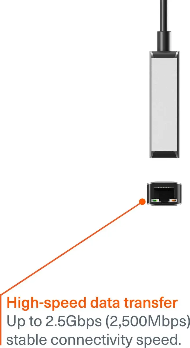 Cygnett USB-A/USB-C naar Ethernet Adapter - Zilver