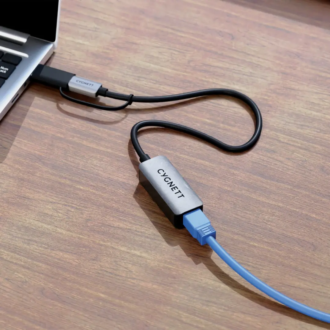 Cygnett USB-A/USB-C naar Ethernet Adapter - Zilver
