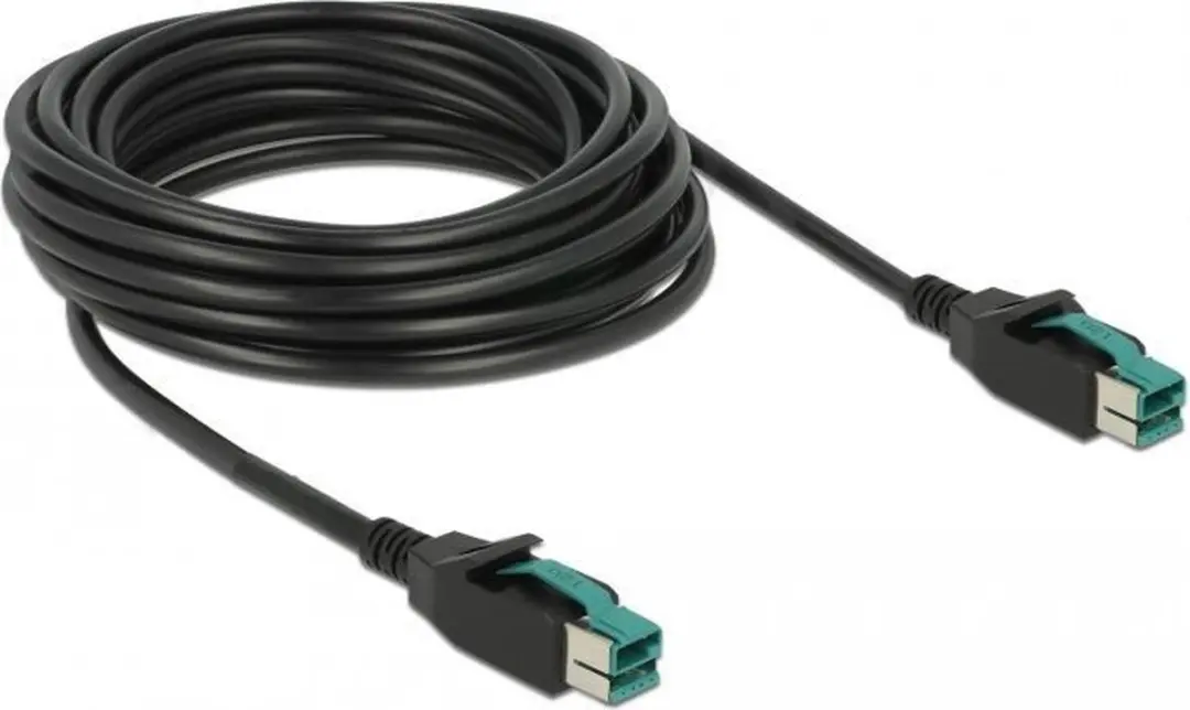 Delock PoweredUSB Kabel 12V M/M 5m - Zwart