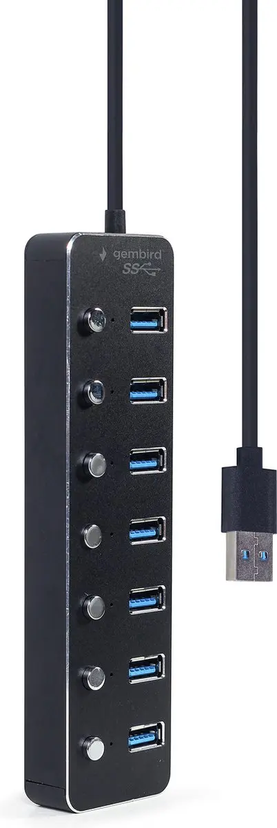 Gembird UHB-U3P7P-01 USB 3.1 Hub 7 Poorten - Zwart