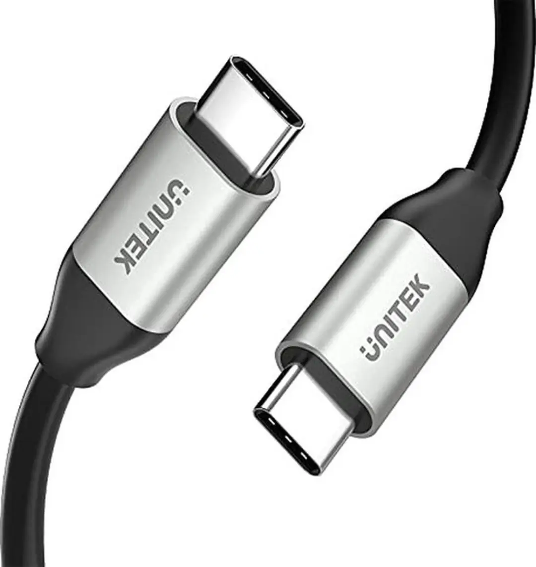 Unitek USB-C Kabel 4K 60Hz 20V 5A 10Gbps 1m - Zwart/Zilver - afbeelding 6 van 6
