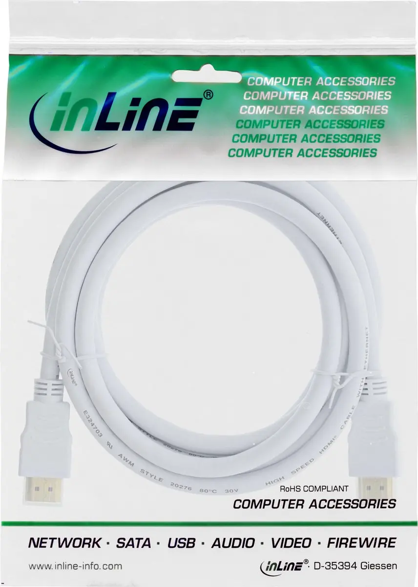 InLine HDMI Kabel 2.0 5m - Wit