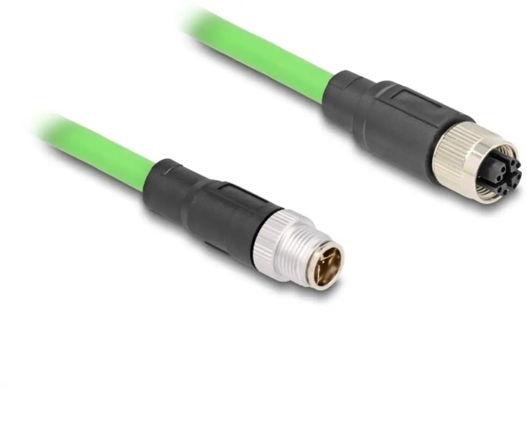 Delock M12 8-pins X-gecodeerde CAT6a Netwerkverlengkabel 2m
