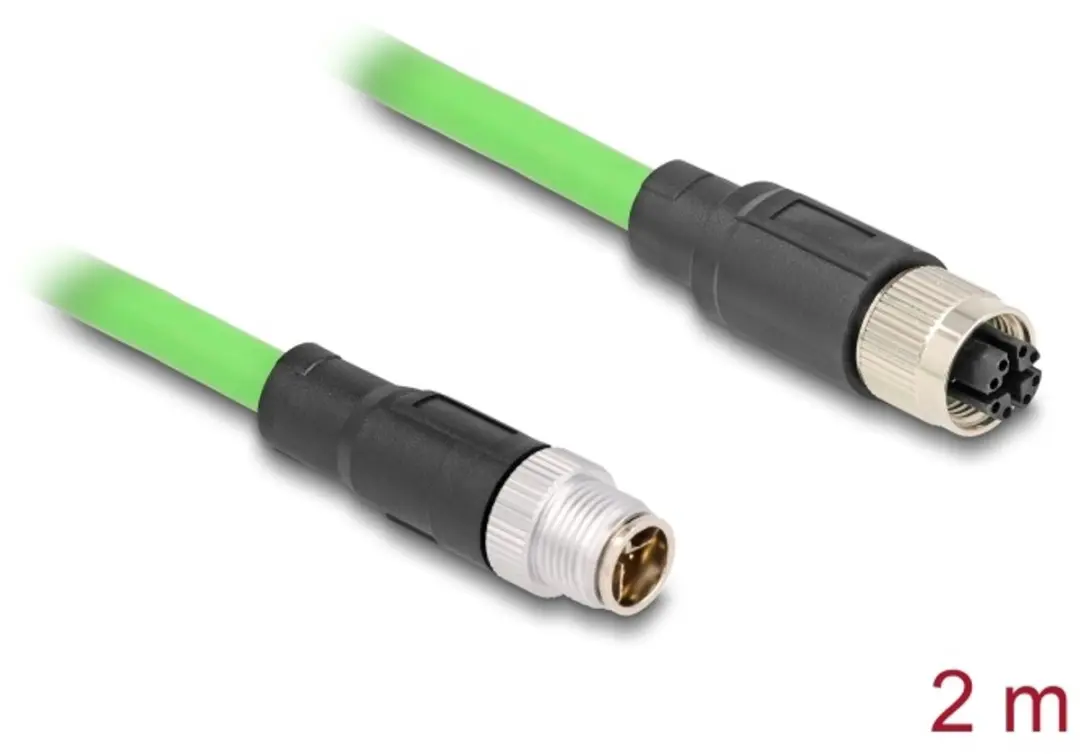 Delock M12 8-pins X-gecodeerde CAT6a Netwerkverlengkabel 2m - Groen