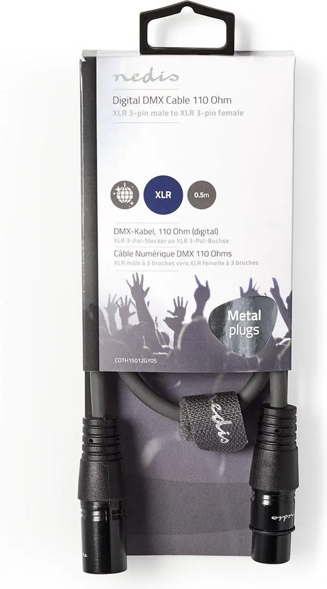 Nedis DMX-Adapterkabel XLR 3-Pins M/F - 0.5m - Donkergrijs
