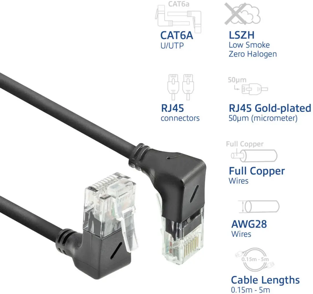 ACT DD7903 Patchkabel CAT6A U/UTP 3m - 90° haaks DD
