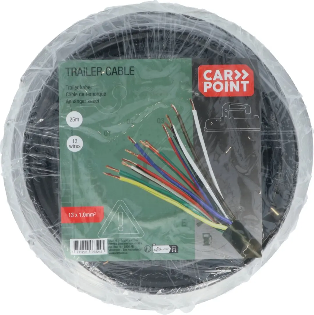Carpoint Trailerkabel 13-aderig 1mm² 25m - Zwart