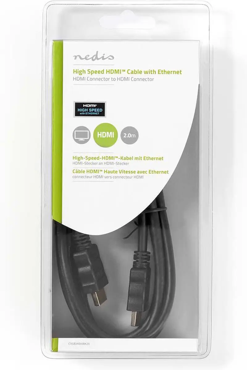 Nedis HDMI-Kabel CVGB34000BK20 4K@30Hz - 2m - Zwart