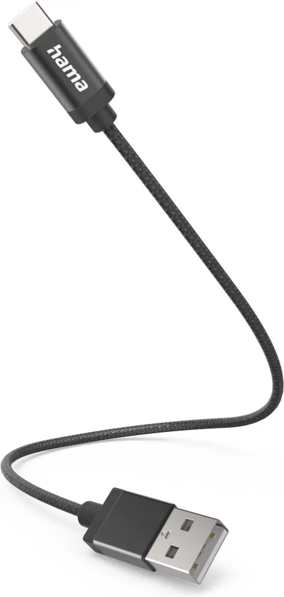 Hama USB-A naar USB-C Kabel 0,2m - Zwart