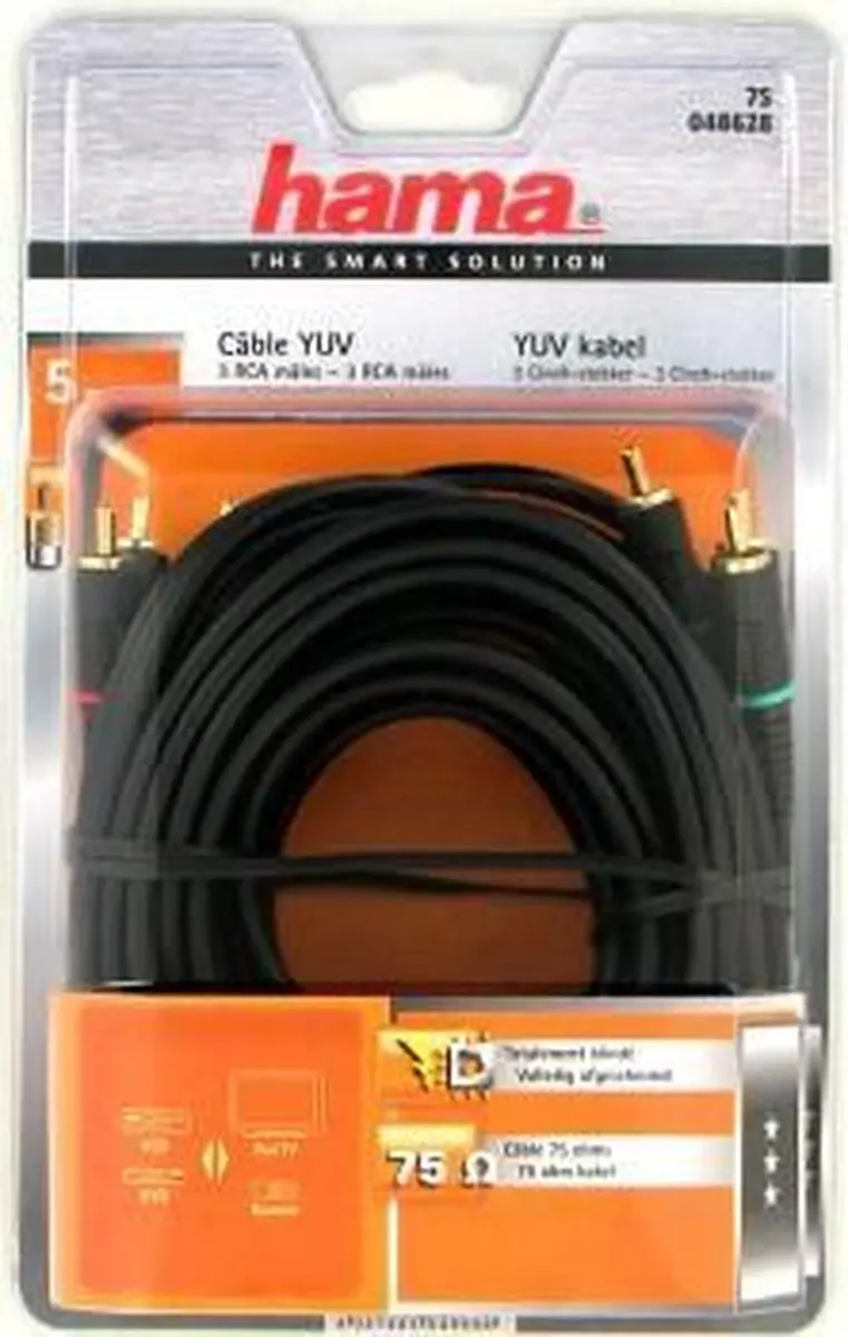 Hama Yuv-Cable 2X3 Cinch 5M - Zwart