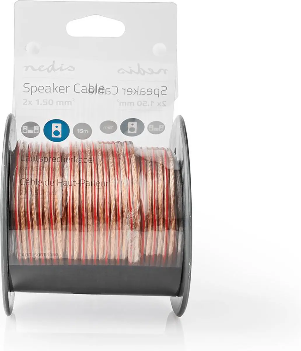 Nedis Speaker-Kabel CABR1500TR150 - 2x1.50mm² - 15m - Transparant