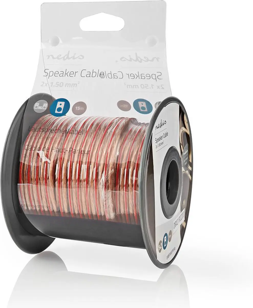 Nedis Speaker-Kabel CABR1500TR150 - 2x1.50mm² - 15m - Transparant