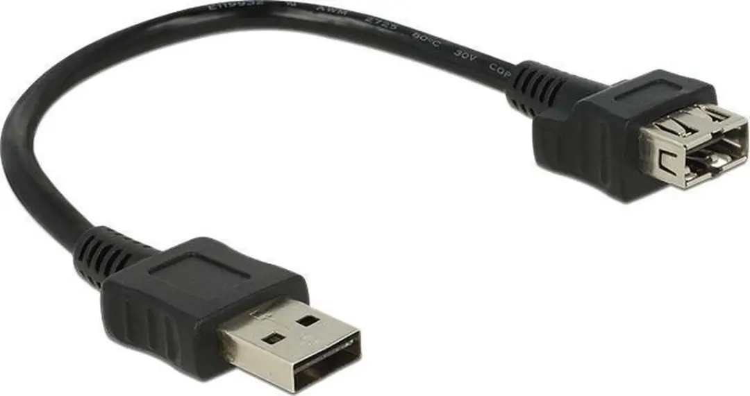 Delock Easy-USB Verlengkabel USB2.0 0,20m - Zwart
