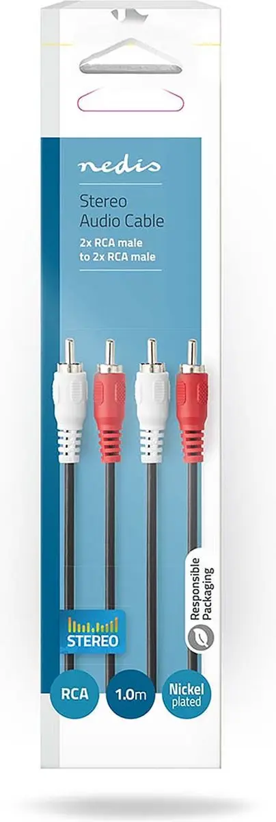 Nedis Stereo-Audiokabel CAGB24200BK10 - 2x RCA Male - 1m - Zwart