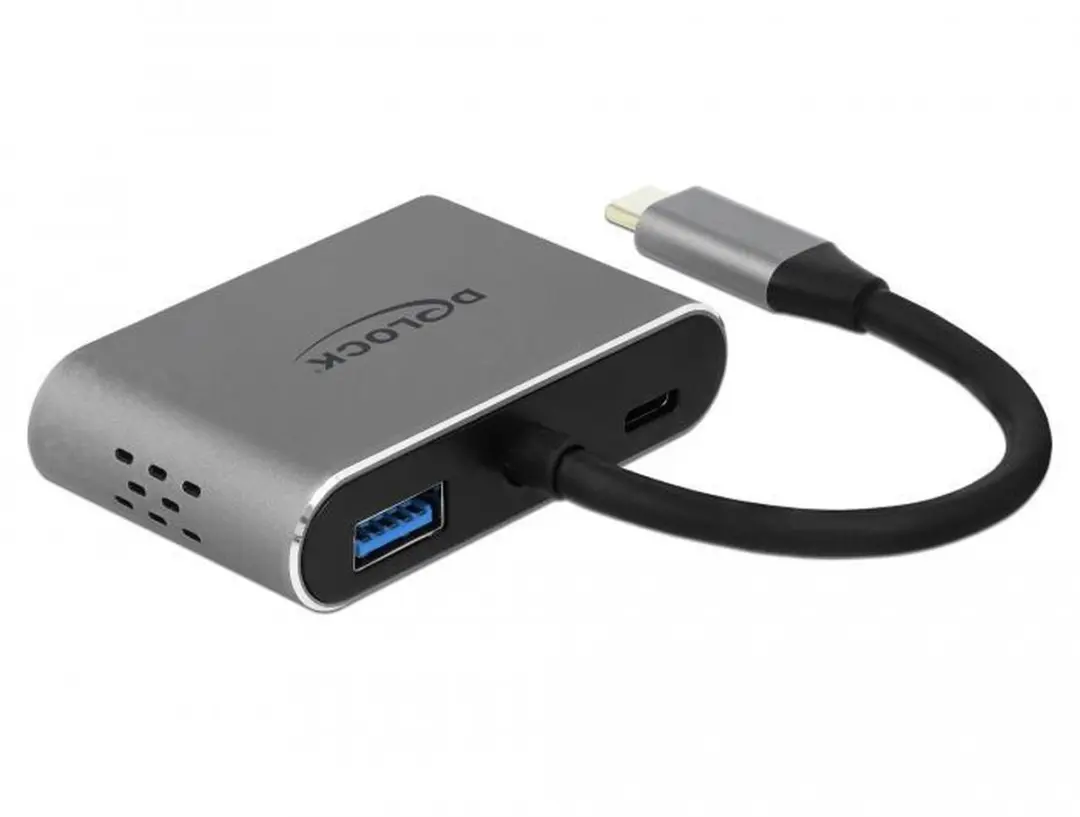 Delock USB-C naar HDMI/VGA Splitter met USB PD - 0,10m - Zwart