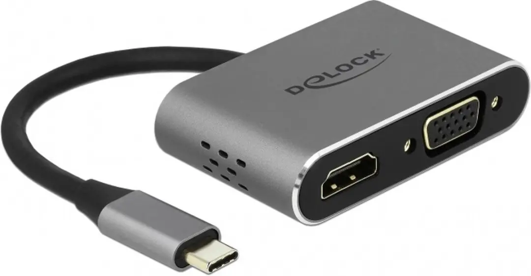 Delock USB-C naar HDMI/VGA Splitter met USB PD