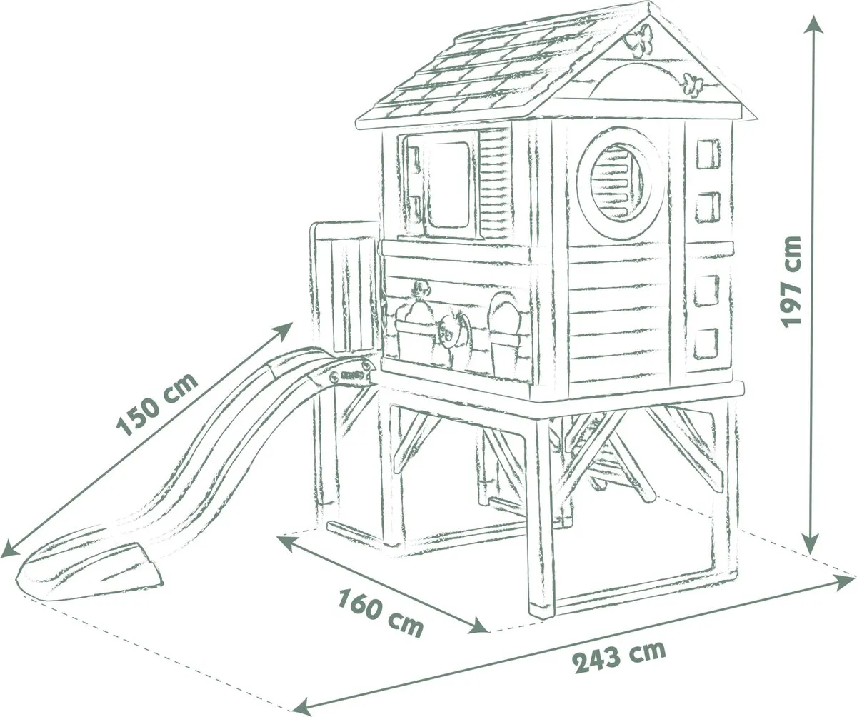 Smoby Life Stilt House Speelhuis 7600810802 - Beige/Groen/Wit/Grijs