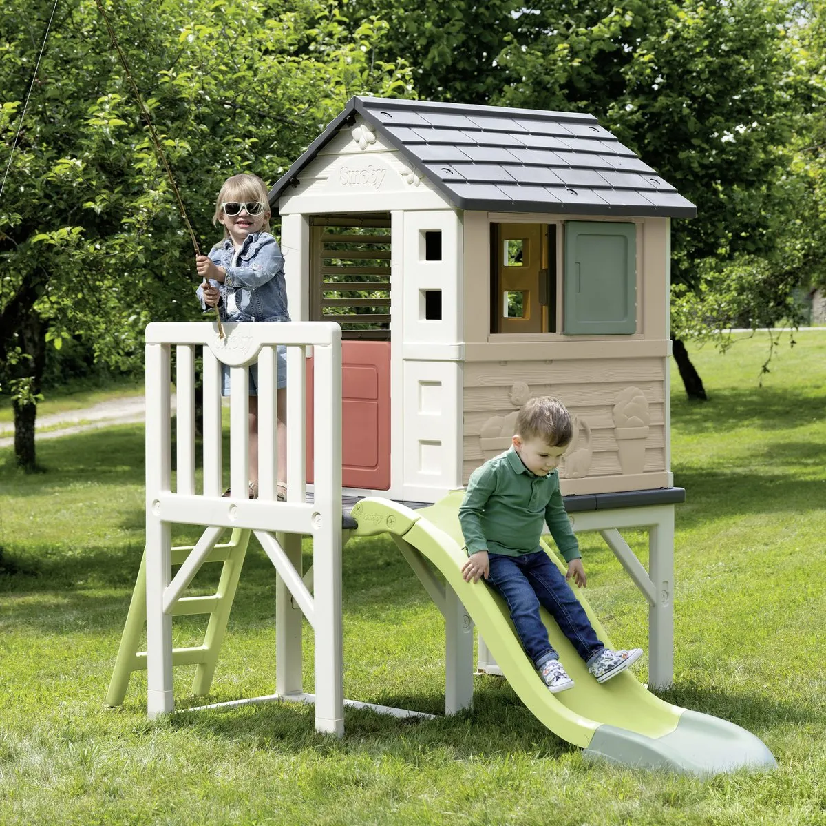 Smoby Life Stilt House Speelhuis 7600810802 - Beige/Groen/Wit/Grijs