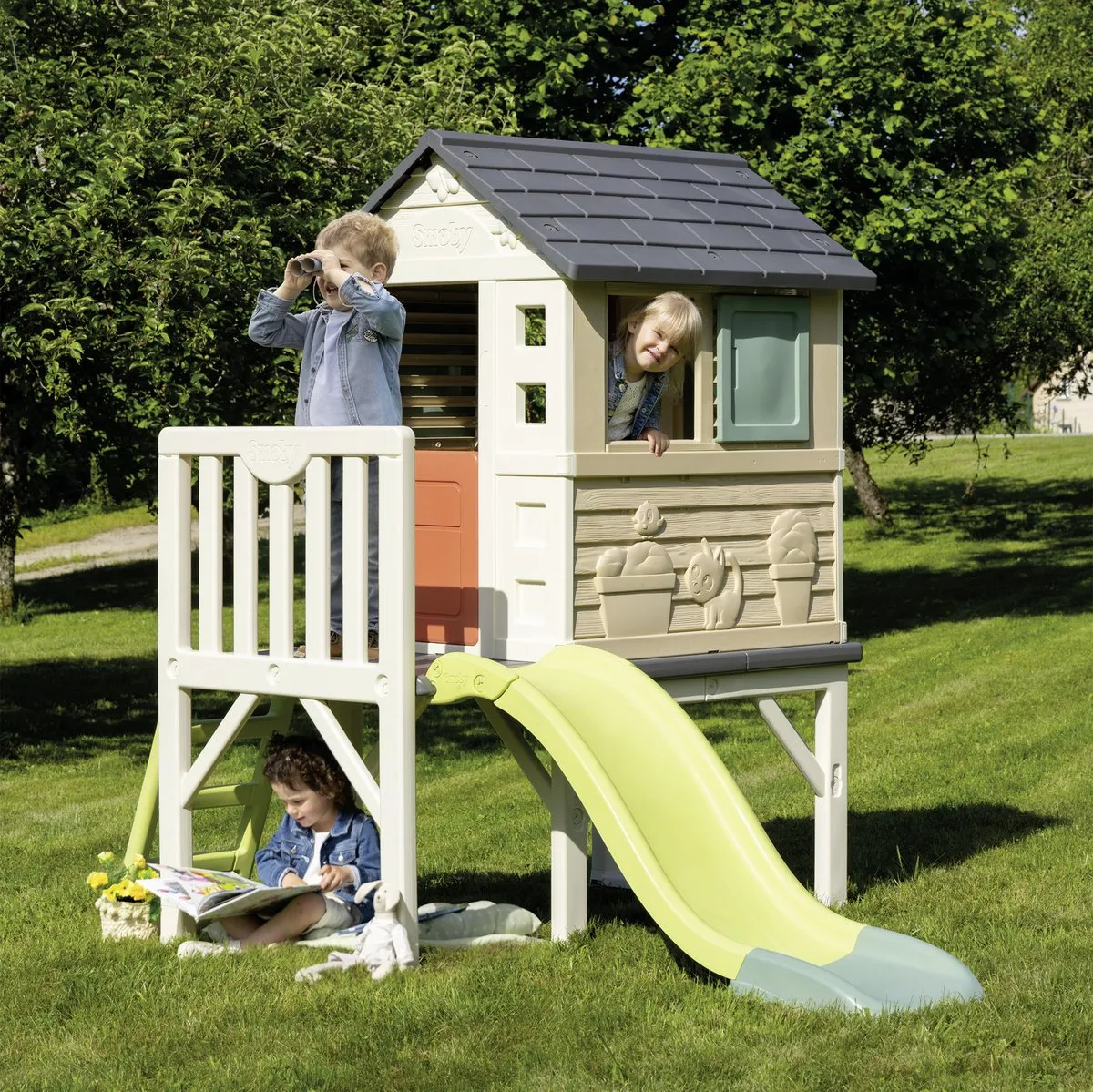 Smoby Life Stilt House Speelhuis 7600810802 - Beige/Groen/Wit/Grijs