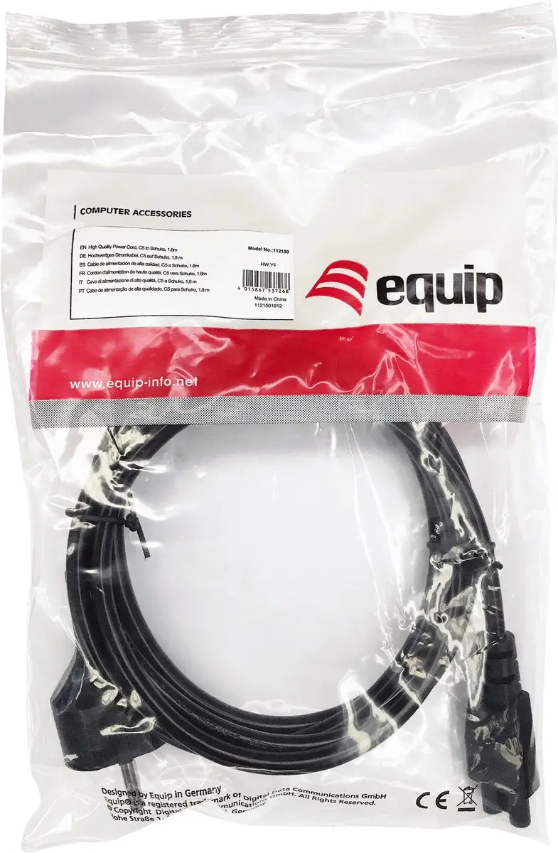 Equip 112150 Elektriciteitssnoer - 1,8m - CEE 7/7 - Zwart