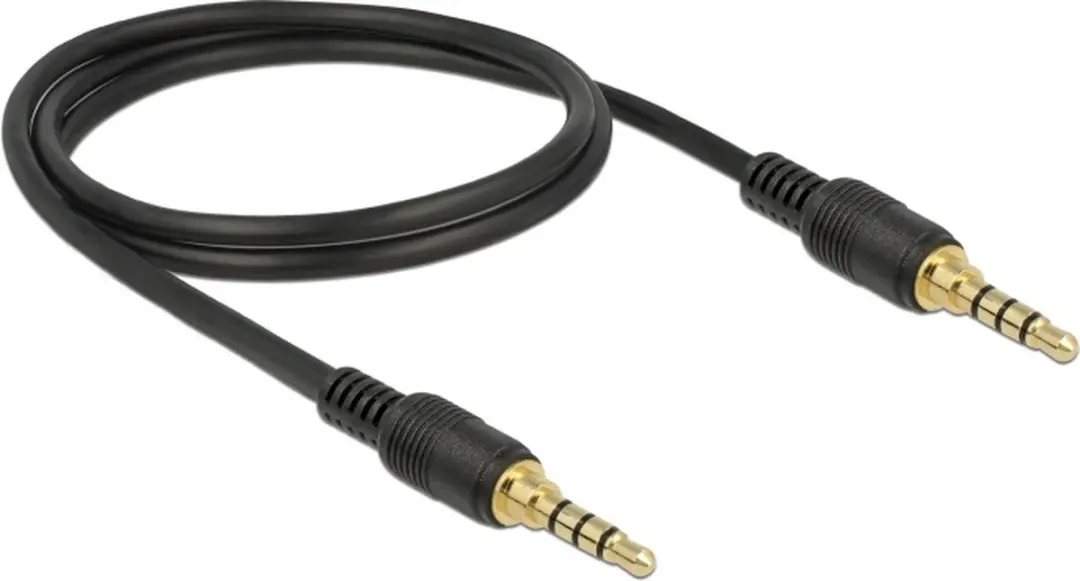 Delock 3,5mm Jack 4-polig Audio/Video Kabel AWG24 - 1m - Zwart