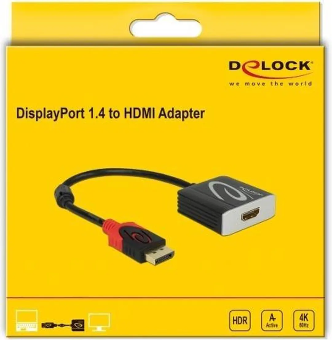Delock Active DisplayPort 1.4 naar HDMI Adapter 4K 60Hz - Rood/Zwart